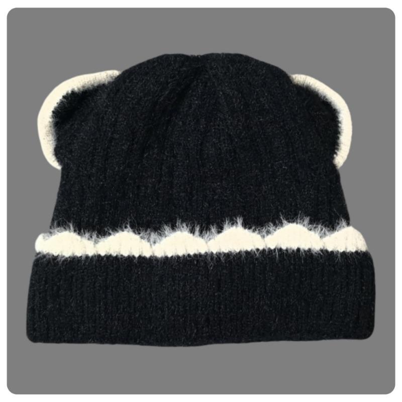 Women S Knit Hat With Panda Ears Warm Cute Korean Japanese Style