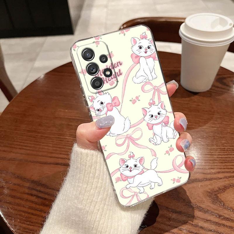 Clear Case For Samsung Galaxy A57 A37 A56 5G A36 Cases A55 A54 A35 A26 A07 A17 A16 A06 A34 A15 Cover Pink Fantasy Cute Marie Cat