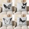Home Decor Black Butterfly & White Flowers Throw Pillow Pattern Cushion Cover Suitable For Sofa Bedroom Car Pillow Cover