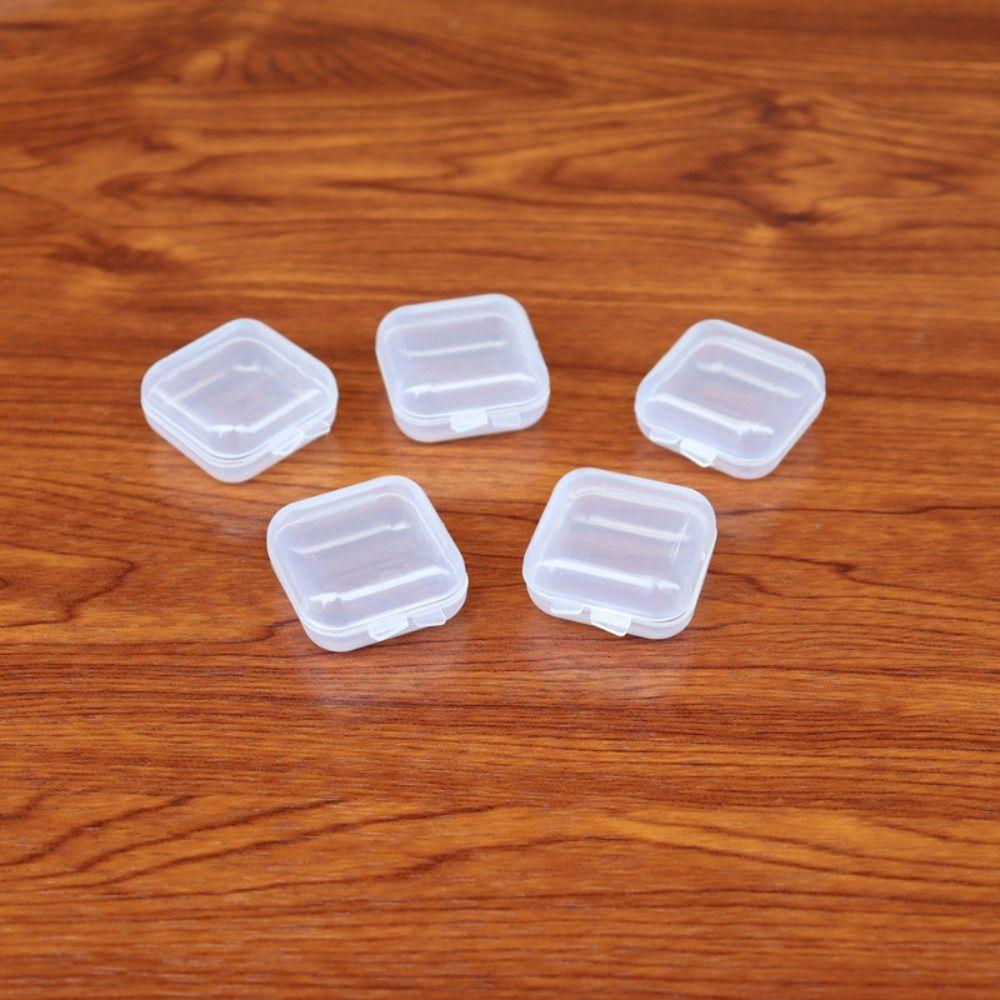 100 Pcs Transparent Mini Storage Box Finishing Square Plastic Case Jewelry Storage Case  Girls Women