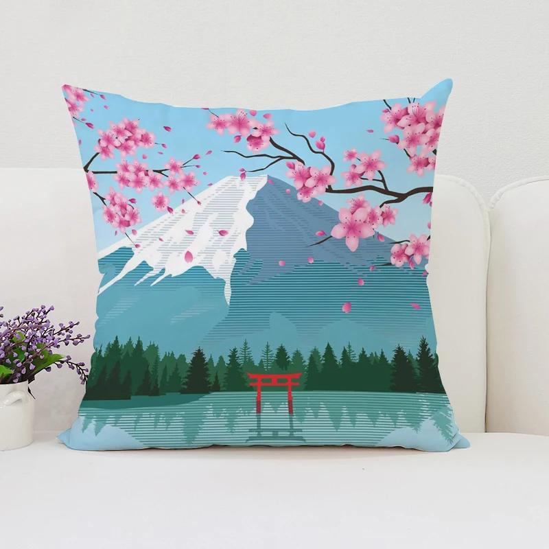 

Japanese Cherry Blossom Pillowcases for Pillows 45x45 Cushions Cover for Living Room Cushions Luxury Cushion Cover Home Decor 12x12Inch