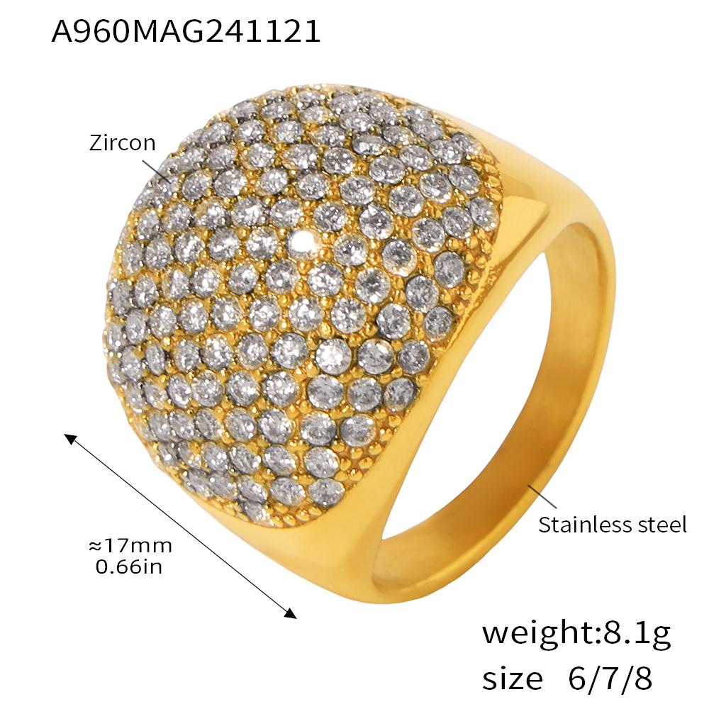 Shiny Zircon Rings In Stainless Steel With Color Cubic Zirconia For Women 18k Gold Plated Women's Ring Luxury Woman Jewelry
