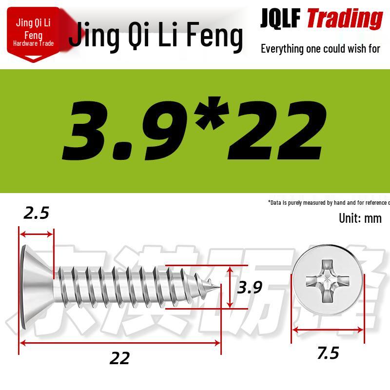 304 Stainless Steel Countersunk Self-Tapping Screw for Furniture & Outdoor Construction (GB/T 846)