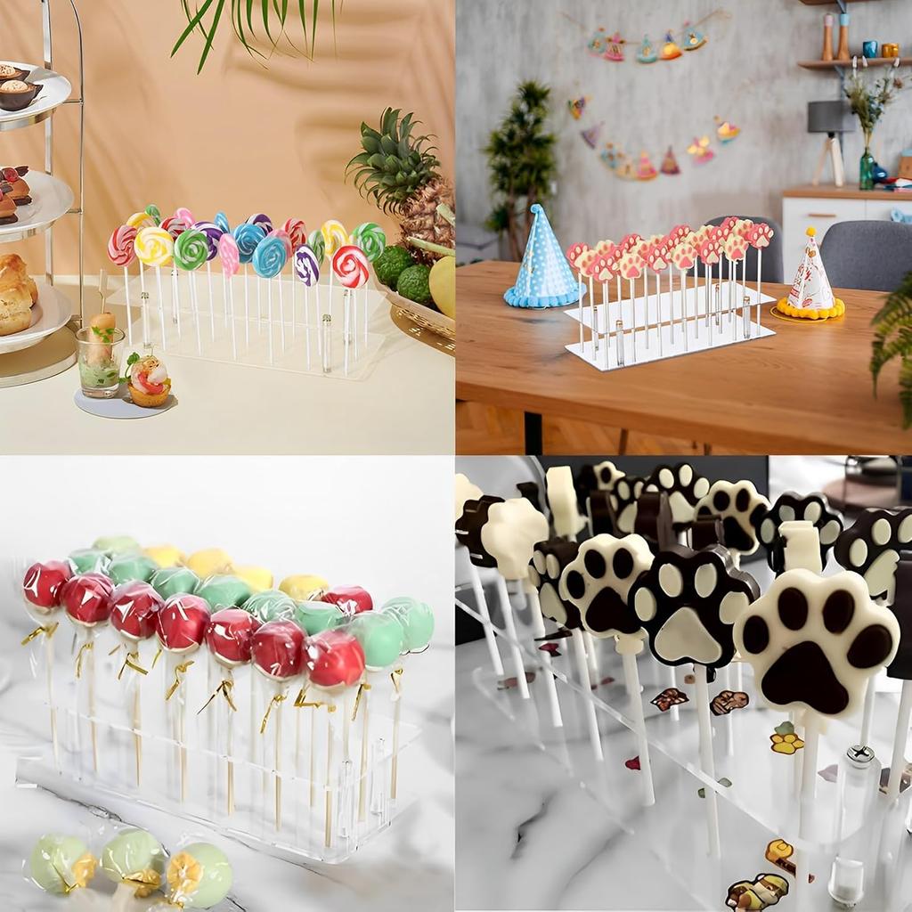 Cake Pop Stand for Drying, 21 Hole Lollipop Stand and Cake Pop Holder Stand, Acrylic Cake Pop Resting Tray and Lollipop Holder Stand, Cake Pop