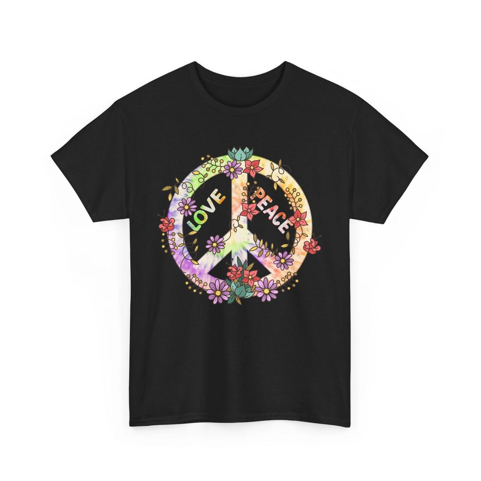 Peace Sign Shirt, Peace Love Hippie Peace Sign Lovers Tie Dye T-shirt XL