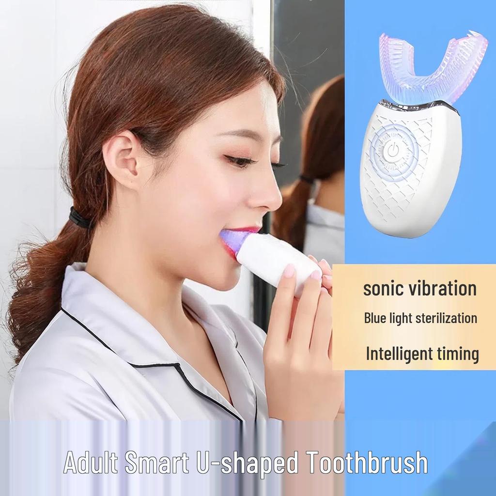 Ultrasonic U-Shaped Waterproof Electric Toothbrush for Whole Mouth Cleaning
