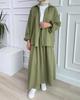 2024 New Women's Casual Muslim Long Sleeve Shirt & Midi Skirt Set for Spring and Autumn