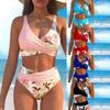 New Tropical Flower Plant Print Sexy Bikini Suit Vacation Casual Swimsuit Women