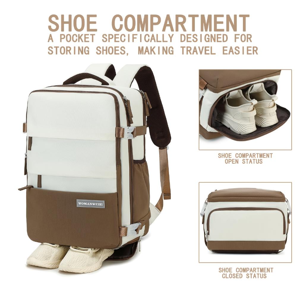 Fluggesellschaftszugelassener Unisex-Reiserucksack mit Schuhfach für 15,6-Zoll-Laptop, Robuster Tagesrucksack für Business School, Wandern und Kurztrips