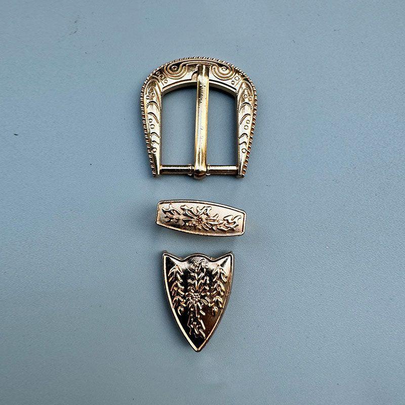 Vintage Belt Buckle Set with 3 Pieces Carved Pin Buckle Fashion Retro Waistband for Jeans Suits Dress Up