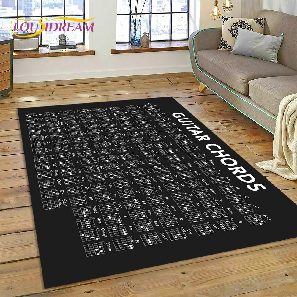 3D Guitar Chords Theory Chart Music Rug Carpet for Living Room Bedroom Home Decor,Floor Mat Non-slip Decoration for Sofa Doormat