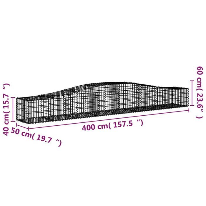 VidaXL 4x Paniers à Gabions Arqués Cages à Gabions Arquées Murs de Gabion Barrières de Jardin Terrasse Extérieur 3145919