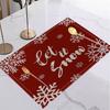 Christmas Red Linen Placemat Table Coffee Mat Spiral Tree Candy Cane Snowflake Stocking Let It Snow Merry Xmas Decor Kitchen