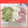 Kids Summer Waffle Short Sleeve Set With Soft Polyester For Toddler Active Play