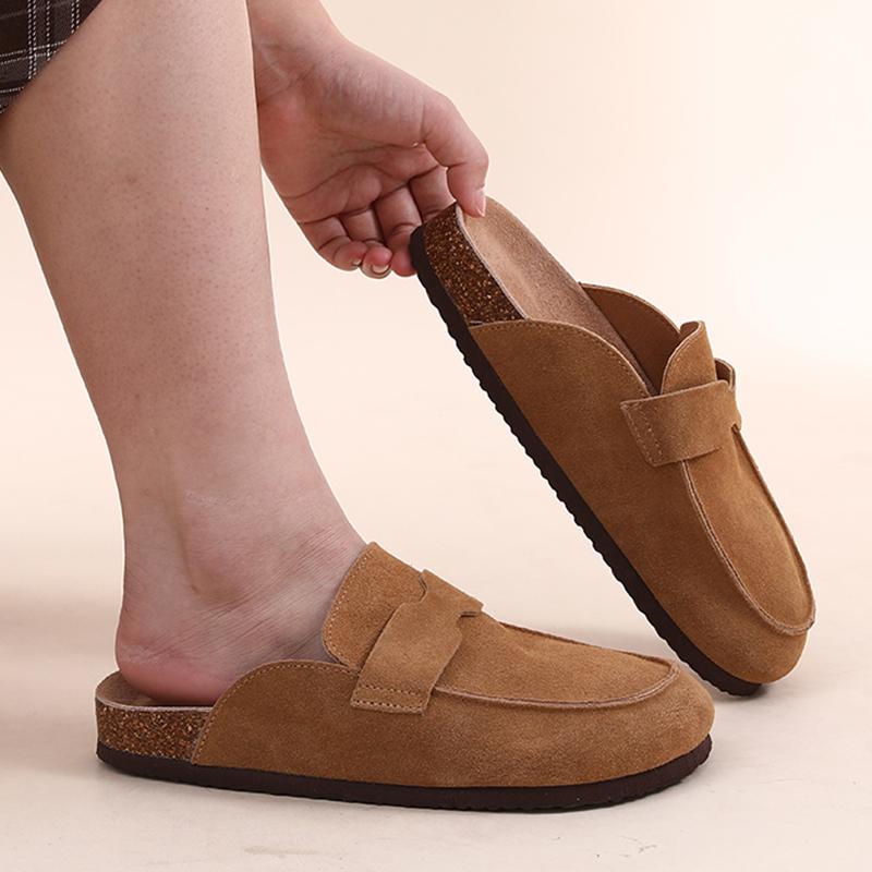 Fashion Kidmi New Women's Slippers Comfortable Cork Sole Genuine Cow Suede Clogs Indoor And Outdoor Potato Shoes Popular Beach Slippers