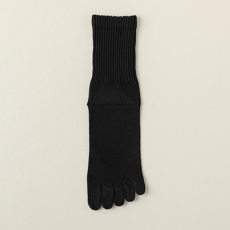 Chaussettes mi-mollet à cinq doigts pour hommes - Anti-odeur, Absorbantes la transpiration, Sans couture, Anti-boulochage, Pur coton, Automne/Hiver.