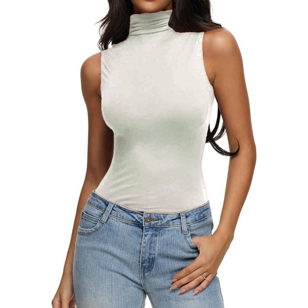Fashionable Women's Sleeveless Decoy Collar Base Layer Top Vest