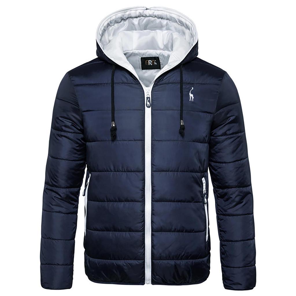 Autumn And Winter Men's Hooded Cotton Coat Solid Color Cotton Coat Jacket Cotton Coat Men