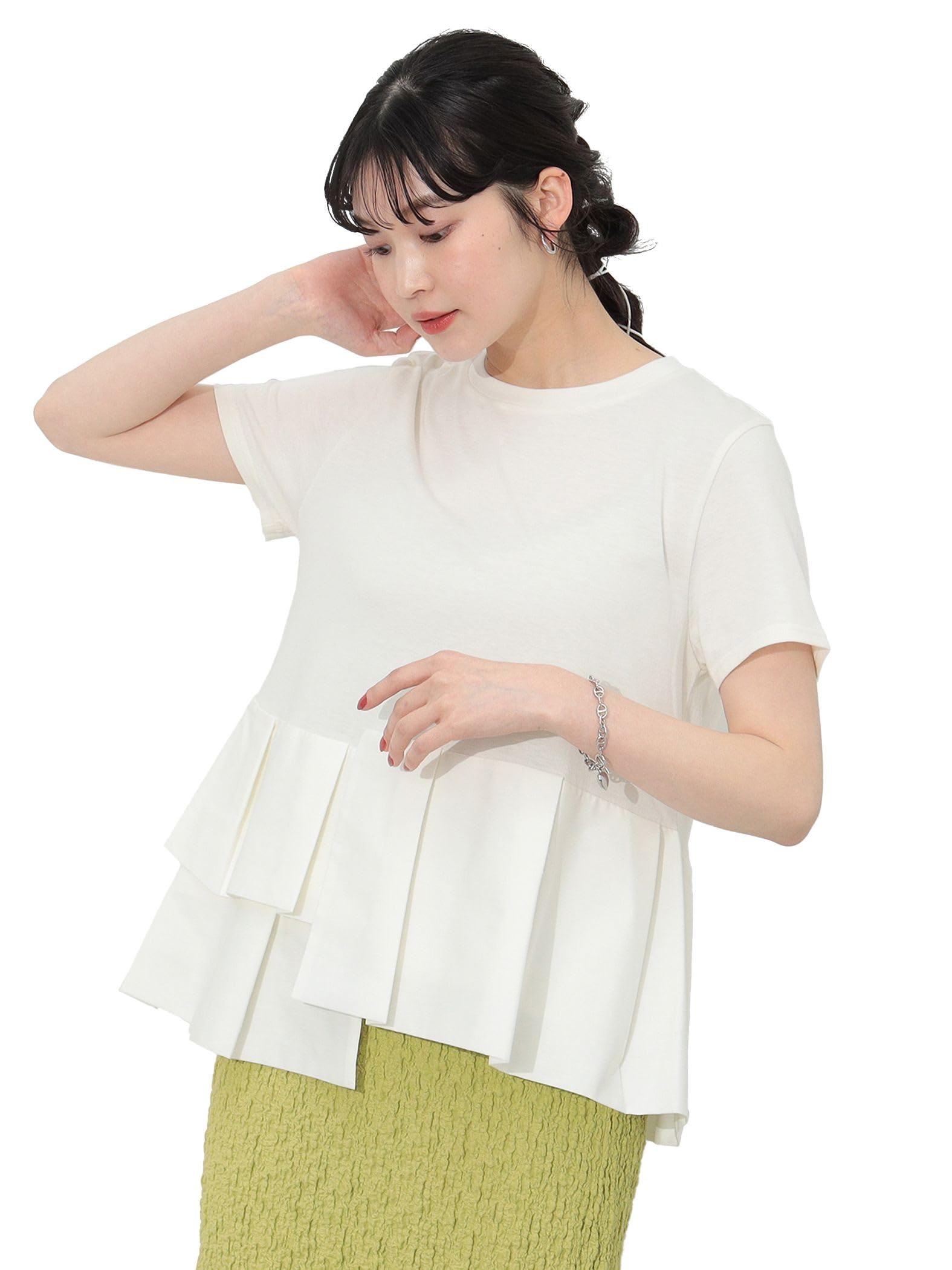 

Асимметричный свитер из разных материалов БЕСПЛАТНО [Beams Heart] S/S_TEE женский OFF_WHT