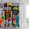 Abstracte Kunstenaar Douchegordijn - Blauw & Roze Figuur Schilderij, Waterdicht met Oogjes, Moderne Kunst Badkamer Decoratie