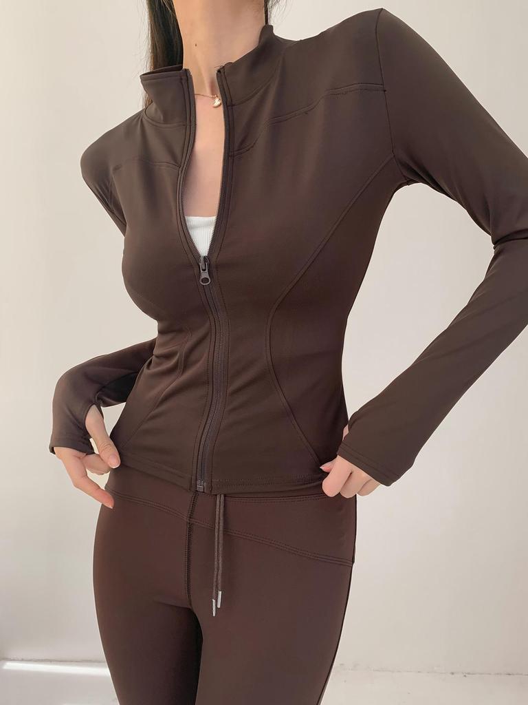 Damska kurtka do jogi z długim rękawem, szybkoschnąca, do biegania i fitnessu