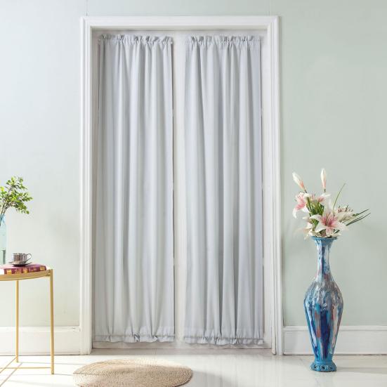 Rod Pocket Door Curtain Thermal French Door Curtain Room Darkening Privacy Blackout Curtain Panel for Kitchen Patio Doors