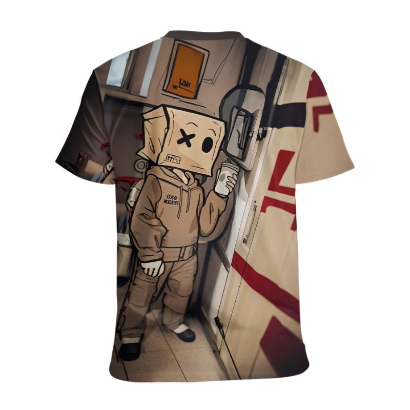 Summer Cartoon Men's T-shirt Fun Pattern 3D Printed Short Sleeve Fashion T-shirt Men's Loose Top T-shirt
