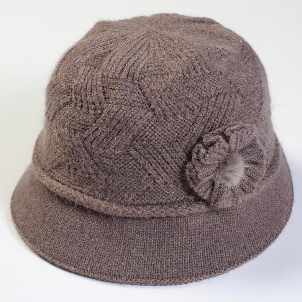 Chapeau en laine pour femmes, automne et hiver, fleur, mère, lapin, Pot, peluche, épaissi, maintien au chaud
