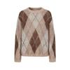 JZ ANNAKO Γυναικείο Πλεκτό Πουλόβερ από Μαλλί με Καρό Σχέδιο και Κατεβασμένους Ώμους
