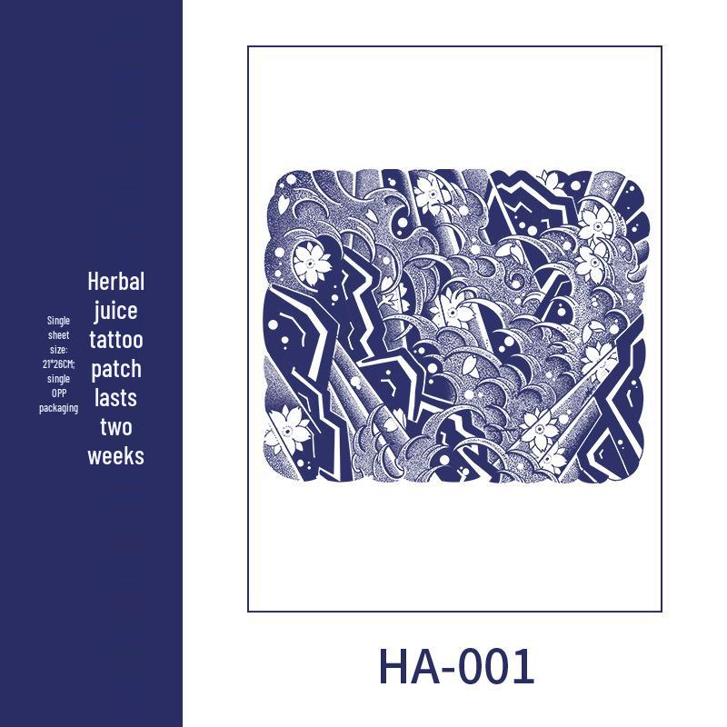 Men's Semi-Permanent Herbal Waterproof Tattoo Stickers - Long-Lasting, Non-Reflective Full Arm Cover