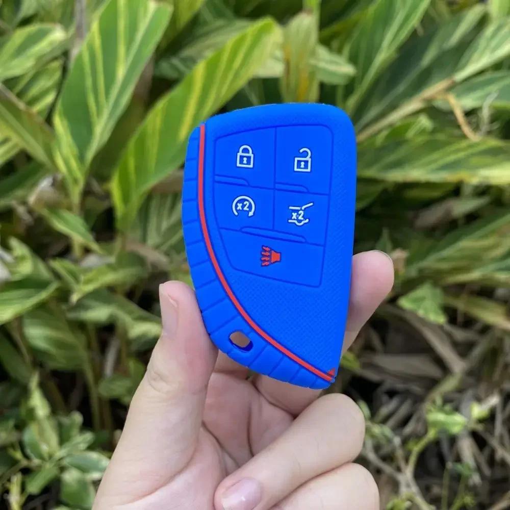 For Buick Envision S Plus Chevrolet Suburban Tahoe GMC Yukon Sierra 1500 Denali 5 Buttons Silicone Car Key Cover Case Keychain