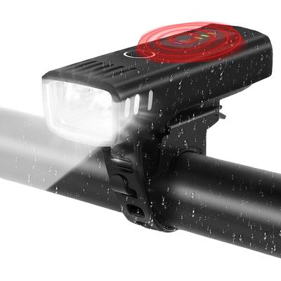 Bicycle Light Sensor Auto USB IPX4 400 4 Lighting Battery Level Design T.O.T Light, Mode, On/Off, Rechargeable, Waterproof, Compact, Lumens, 1800mAh,