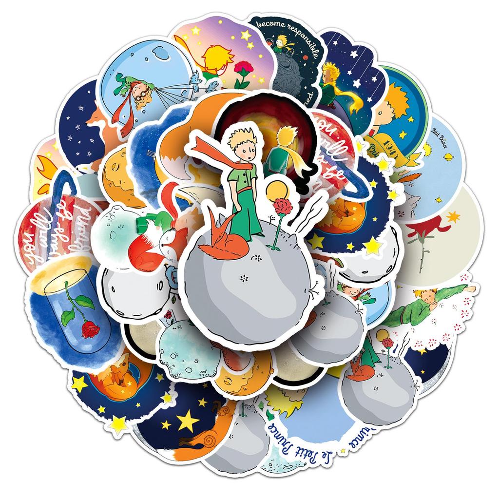 50 Sheets of Waterproof Little Prince Animation Stickers for Journals, Phone Cases, Notebooks, & Suitcases