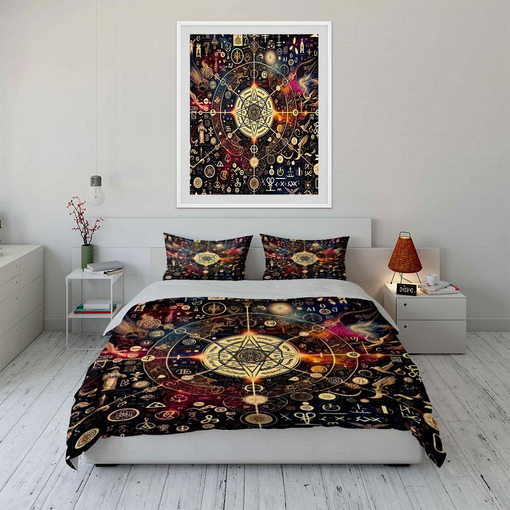 Mystical Symbols Art Decor Set Soft Comfortable Duvet Cover Bedding Set Included 1*Duvet Cover & 2*Pillowcases, Gift