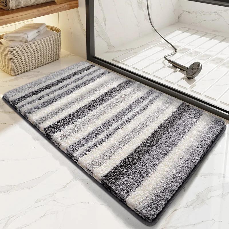 Nordic Geometric Striped Bath Mat Strong Water Absorption Non-slip Bathroom Rug Decorative Floor Mats Quick-drying Foot Mat