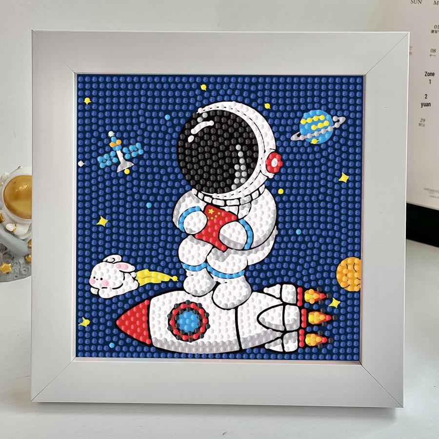 Framed 2023 Astronaut Diamond Painting Kit: Children's DIY Crystal Stickers