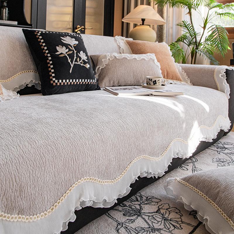 New French Sofa Cushion, Light Luxury, High-end Sense, Universal In All Seasons, Special-shaped Irregular Non-slip Cover, Cover Cloth Towel