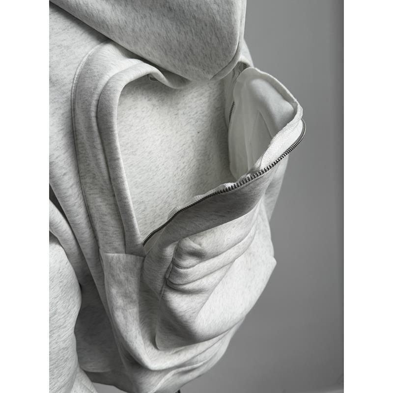 Designer Heavyweight Hooded Sweatshirt with Backpack - Loose Fit Plus Size, Trendy Student Niche Jacket