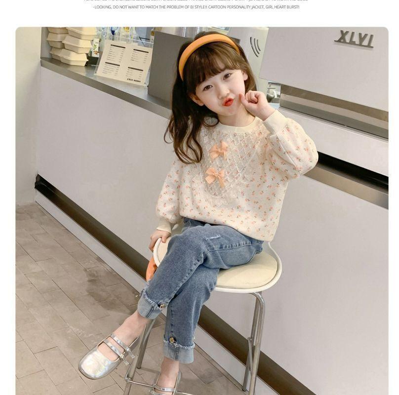 Girls' Hoodie, Little Girls' Spring Long Sleeved Floral Loose Children's Top