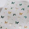 Shiny Jelly Butterfly Charming Golden Gradient Bowknot 5D Self Adhesive Nail Art Sticker Flower Petal Rhinestone Manicure Decals