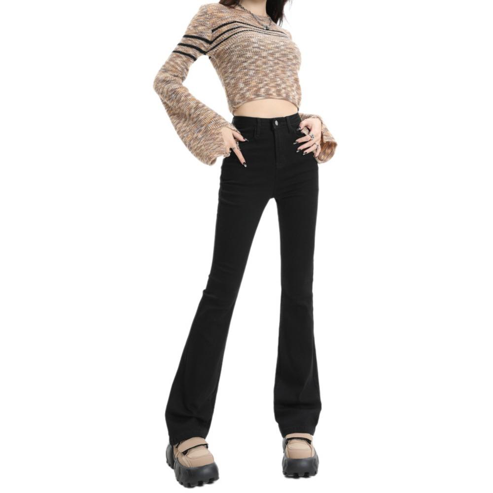Fashion Flared Pants Women's Spring and Autumn New Korean Version of High Waist, Thin and Versatile Casual Small Micro-pull Jeans