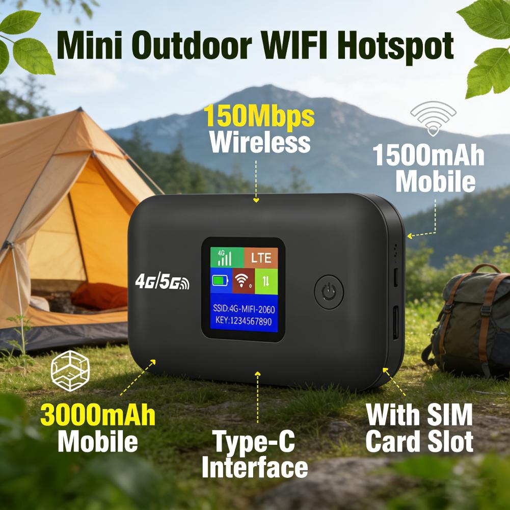 Pocket Wireless WiFi 150Mbps Mini Outdoor WIFI Hotspot 3000mAh Wireless Portable Router with SIM Card Slot 4G Pocket WiFi Router