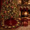 Christmas Tree Skirt Short Plush Decor With Bell Pattern For Holiday Festive Decor