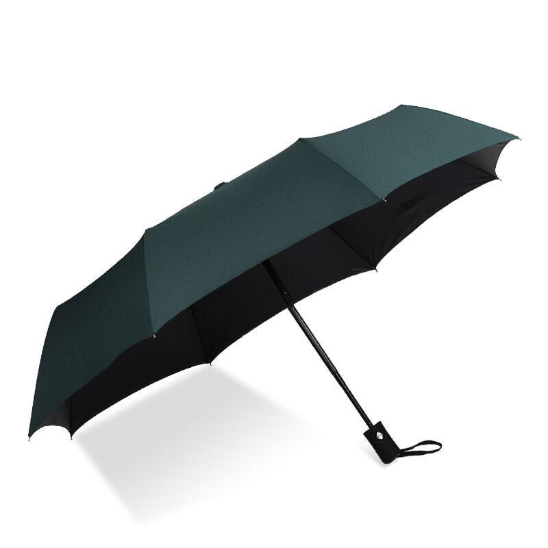 UV Protection Automatic Three-Fold Black Umbrella with Custom Logo for Men and Women