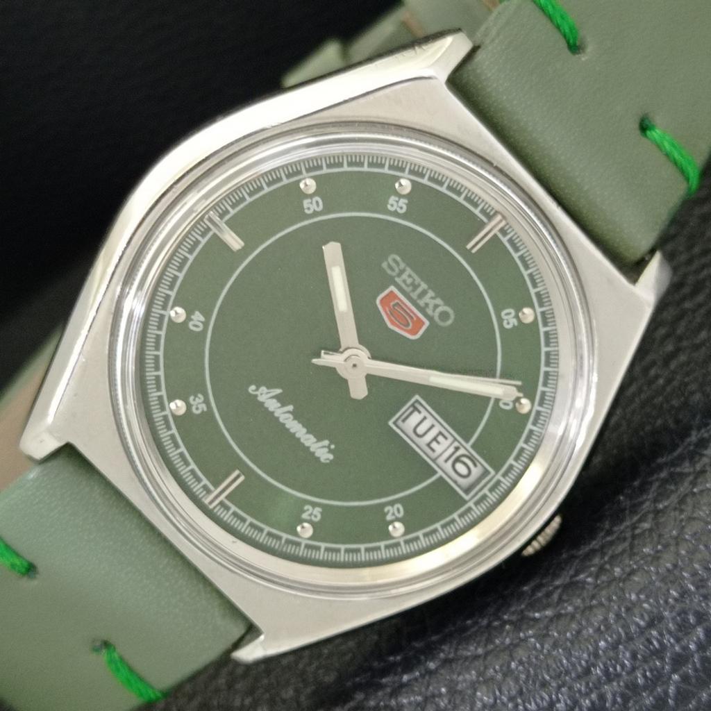 AUTOMATIC VINTAGE SEIKO 5 JAPAN 6309A MENS GREEN COLOR DIAL WATCH A701375-5 R206a-a701375