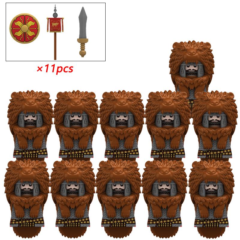 11/21pcs N818-821 Rome Medieval Knights Templar Crusade Spartan Warriors Infantry Cavalry Figures Building Blocks Kids Toys