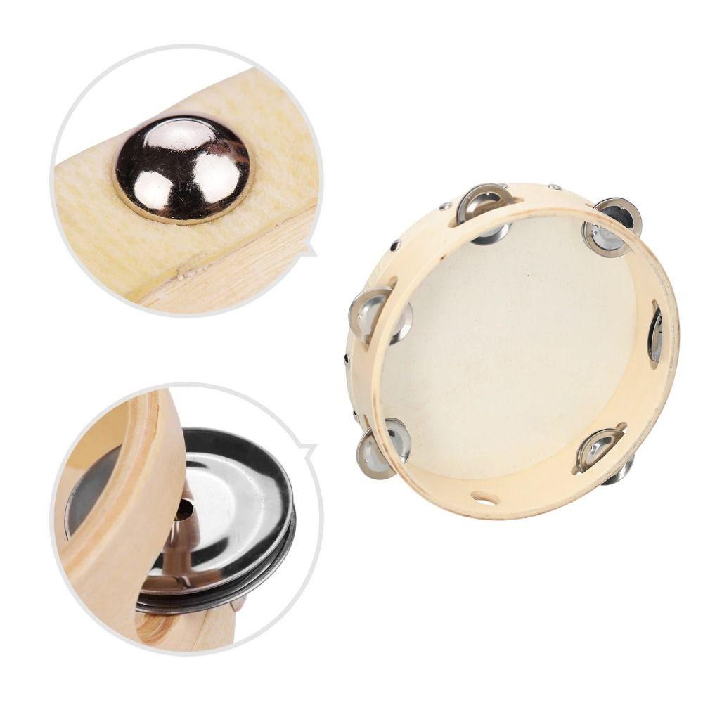Sheepskin Drum Skin Tambourine Wooden Single Row Tambourine Hand Tambourine  Musical Instruments