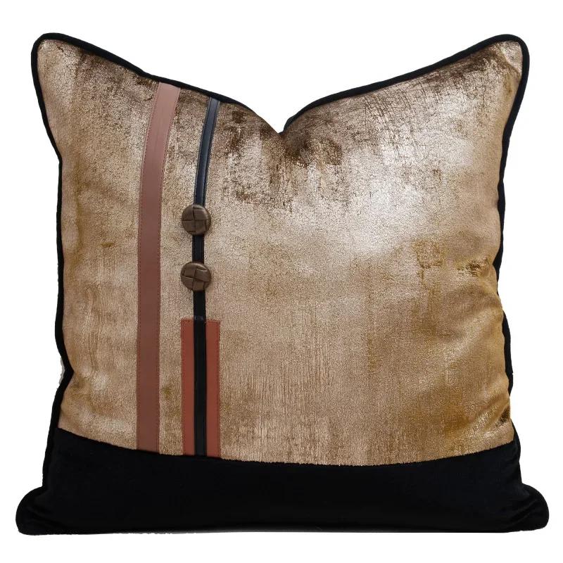 High End Hotel Gold Cushion Cover Modern Style Cotton Fluff Pillow Covers Decorative Home