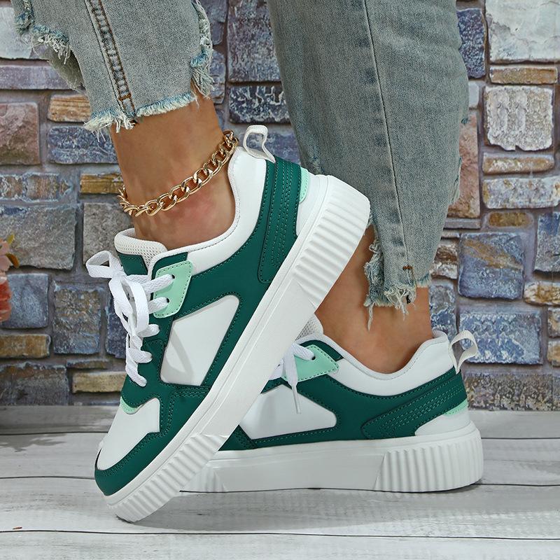 Classic Board Shoes Women Fashion PU Leather Sneakers Men Trendy Flats Casual Versatile Platform Shoes Lace-up Casual Trainers