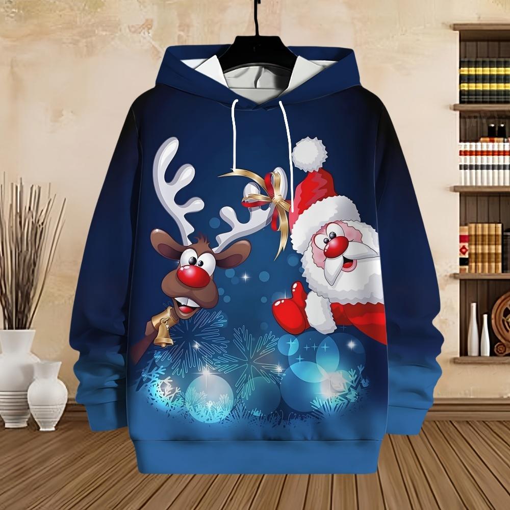 Merry Christmas Men's Hoodies Funny Santa Claus Ho Ho Pullovers Sweatshirts Long Sleeve Men's Xmas Sportsuit Jumper
